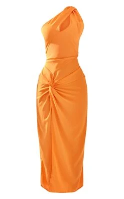 Robe Longue Asymétrique En Mousseline De Soie Orange à Découpe Et Détail Torsadé -Zeze Vetements Magasin 5143f5c48dee084cc9eb879e776ea91b90489579 cne1553 5