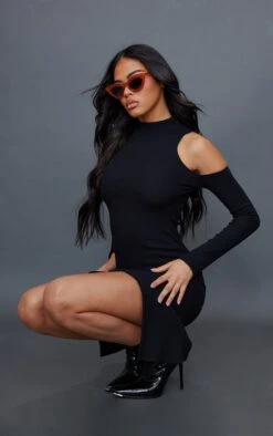 Robe Mi-longue Noire Côtelée à épaules Dénudées Et Fente -Zeze Vetements Magasin 51fe375b7a8e2ccb08795c7bbc01776deff36729 cnb8094 3