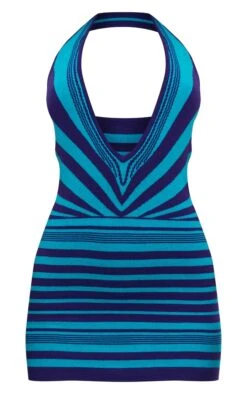 Robe En Maille Tricot Bicolore Turquoise à Rayures Abstraites Et Décolleté Plongeant -Zeze Vetements Magasin 520b252a5d43a40cd3789142a4d6d28e1249a116 cnb8367 5