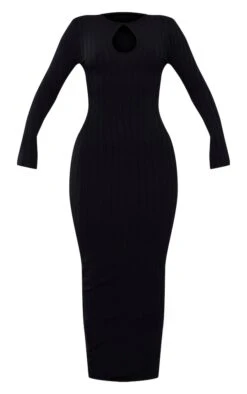 Robe Longue Très Côtelée Noire à Découpe Goutte D'eau Et Manches Longues -Zeze Vetements Magasin 5300556ecc2906188f180ce1f734b237bb0393cd cnd1318 5