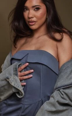 Robe Moulante Bustier Tissée Bleu Minéral à Détail Corset Replié -Zeze Vetements Magasin 534b7894f7aa2b2ab581b333b5de6f2ef2d6b141 cnd0363 4