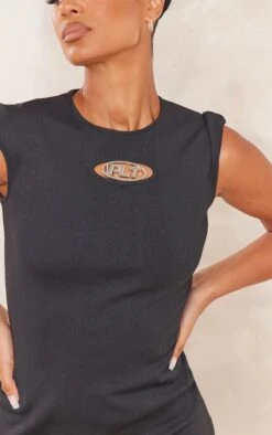 PRETTYLITTLETHING Robe Moulante Côtelée Noire à Empiècement -Zeze Vetements Magasin 54b00610613f3706d419c7f9cfc3cdcd6366c6bb cne3788 4