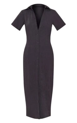 Robe Chemise Longue Noire Crêpée Texturée à Boutons -Zeze Vetements Magasin 5614f533da0ed04d5ee01797e993b8af04b65f72 cnd8850 5