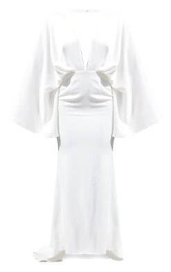 Robe Longue Drapée Satinée Blanche -Zeze Vetements Magasin 5b794ae2c5f82041e05cde1557cec01ec273ad99 cnd9171 5