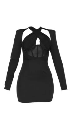 Robe Moulante Noire Croisée Devant Détail Corset -Zeze Vetements Magasin 5d061688477d2dcda8a6ce8010650b78e9e9b64a cmu5455 6