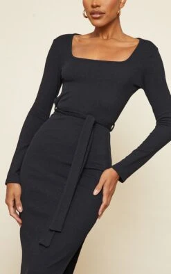 Robe Mi-longue Côtelée Noire En Maille Tricot Découpée Et Noué Dans Le Dos -Zeze Vetements Magasin 5d52aa5f837e6db077c7e2606d5e2bb8a6c66090 cnd1293 4