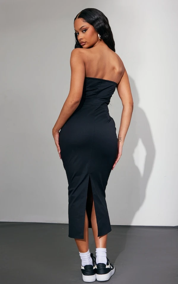 Robe Bustier Longue Style Cargo Noire 4 Robe Bustier Longue Style Cargo Noire – Image 2