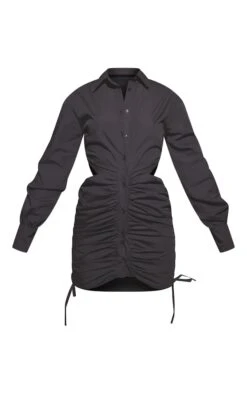 Robe Chemise Froncée Noire à Boutons Et Côtés Découpés -Zeze Vetements Magasin 5e8b6534f4bc4533991b7a9b464f298fba402490 cnc6143 5