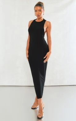 Robe Longue Moulante Noire à Dos Très Nageur