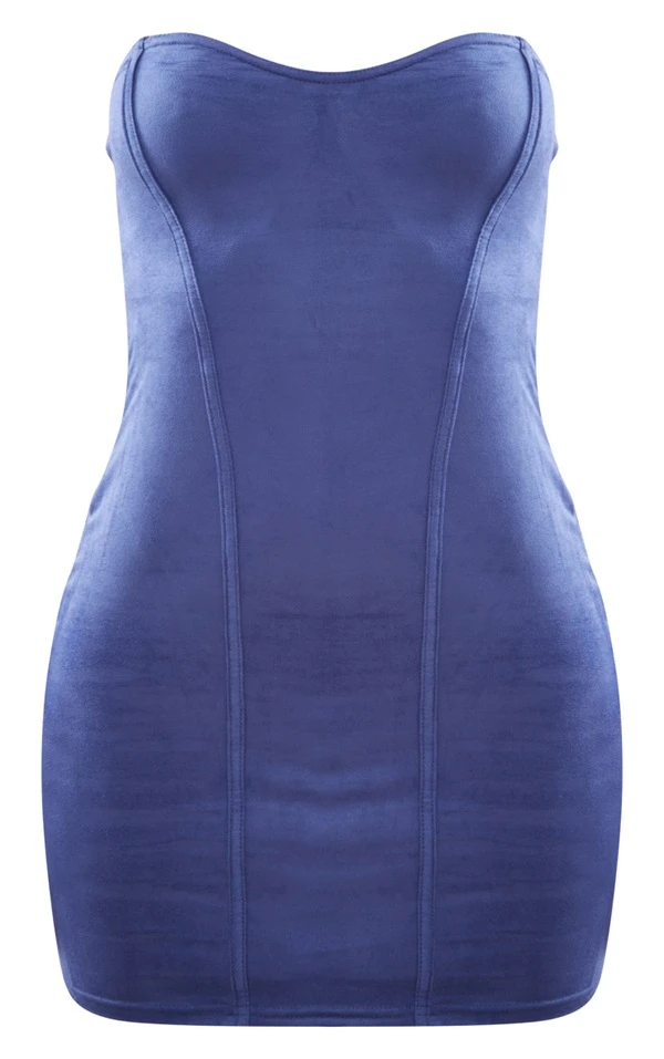Robe Bustier Moulante En Suédine Bleue 7 Robe Bustier Moulante En Suédine Bleue – Image 5