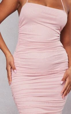 Robe Longue En Mesh Très Froncé Rose Croisée Sur Le Cou -Zeze Vetements Magasin 6075806bcfba48c85da8f5d4806d317a8e34fd8d cnc6216 4