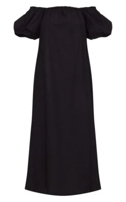 Robe Mi-longue Noire Tissée à Col Bardot Et Manches Bouffantes -Zeze Vetements Magasin 61216c1aa0faf0faf0390b8dc5ebb14ea091e442 cnd8863 5