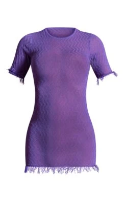 Mini Robe En Maille Tricot Transparente Violette à Ourlet Effiloché -Zeze Vetements Magasin 61a44cf1c6cb47e27a93333e923d78995b8a48c1 cna9223 5