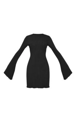 Robe Moulante Noire En Maille Côtelée Large à Manches évasées Légèrement Volantées -Zeze Vetements Magasin 61b7b1992f8b23da9869ba8456beb81282294b36 cnd5512 5