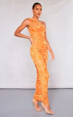 Robe Longue Asymétrique Dévorée Orange Fleurie -Zeze Vetements Magasin 62d0eae92934dc60ac4186df8d7411e9ae79140c cne2929 3