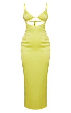 Robe Mi-longue Satinée Jaune Découpée à Bretelles -Zeze Vetements Magasin 6687b8a6d58268bce9c8b3a27dddcb6ac4fb34d6 cne7730 5