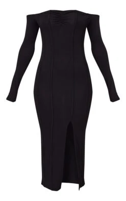 Robe Mi-longue En Jersey Noir à Liserés Contrastants Et Col Bardot -Zeze Vetements Magasin 672c8cdf4e73a08a0b00f92e5a436b3e1a37a949 cnb9586 5