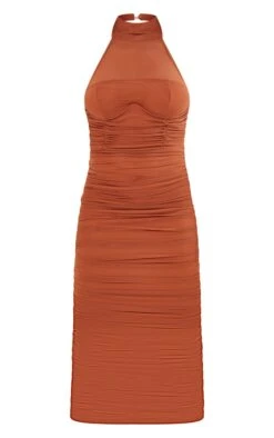 Robe Mi-longue En Mesh Rouille Froncée à Armatures Et Col Montant -Zeze Vetements Magasin 69d22e7e3be765362781801b02cc339e82ba44c5 cnd0023 5