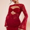 Robe Moulante En Dentelle Transparente Rouge à Fronces Et Armatures -Zeze Vetements Magasin 69daea1814fe5a79b2b7eb3df7f74ad1d7de3827 cnc7710 1