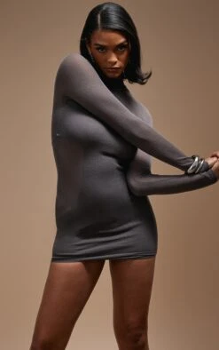 Robe Manches Longues Gris Anthracite En Maille Tricot Transparente à Doublure Au Col Nageur -Zeze Vetements Magasin 6b3ab61637257263cb9da351e523c57804ae1e01 cnb8418 4