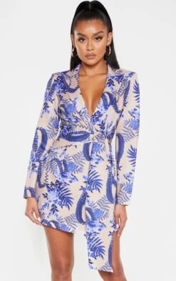 Robe Blazer Cache-coeur Nude Florale