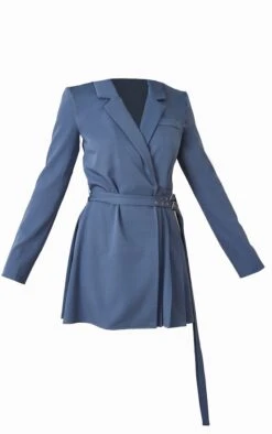 Robe Blazer Tissée Plissée Bleu Minéral à Détail Boucle -Zeze Vetements Magasin 709c92cda43195a46461ab712ca80be7c9d5d340 cnc7702 5