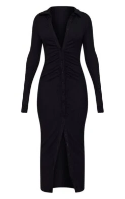 Robe Chemise Longue Côtelée Brossée Noire à Fronces Et Manches Longues -Zeze Vetements Magasin 72ccac0b9fe06bf1c4e8d21d4c1a0a3896545e77 cmu8781 6