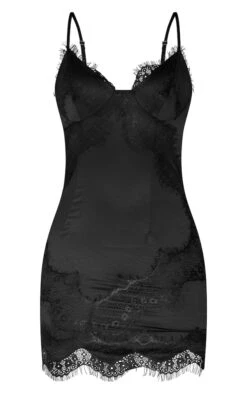 Robe Moulante Satinée Noire à Bretelles Et Détail Dentelle -Zeze Vetements Magasin 73c37a3a8f702da94a0676c2ff625815d2c7dd6d cnb2504 5