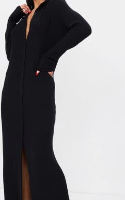 Robe Très Longue Côtelée Douce Noir Profond à Boutons Et Col -Zeze Vetements Magasin 743781cf76c35c01a3b306e89d98049c5fae2c30 cmp8540 5