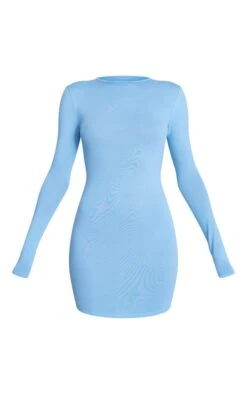 Robe Moulante En Jersey Bleu Clair à Dos Nu Noué Et Manches Longues -Zeze Vetements Magasin 744269d8582401633f9f106512b48b6f5b921806 cnd1258 5