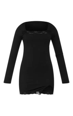 Robe Moulante Côtelée Noire à Manches Longues Et Parties En Dentelle -Zeze Vetements Magasin 7557d92e2f46d107791fd579702e2206b7a5e1f1 cnd4085 5