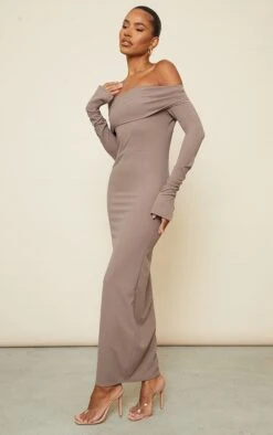 Robe Longue Repliée Taupe à Manches Froncées -Zeze Vetements Magasin 759ee8473fdb1cac5acf03b0a2638eead06ee540 cnd0008 3