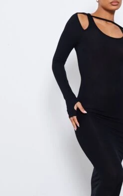 Robe Mi-longue En Jersey Noir à Bretelles Et Manches Longues -Zeze Vetements Magasin 778d66b5f5f08cbe9f7fb704dafe300d79278cb1 cnd4102 4