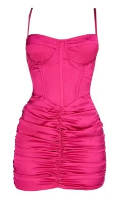 Robe Moulante Satinée Rose Vif à Détail Corset Et Jupe Froncée -Zeze Vetements Magasin 77ae03951eb705187e1a200409e9e6ae828af37d cmu3050 6