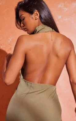 Robe Moulante Kaki Dos Nu à Col Bénitier Montant -Zeze Vetements Magasin 7814a21b9042bc1316ced4d9ea816931fc6c68ed cne1025 4