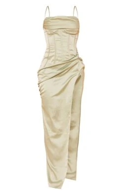 Robe Froncée Vert Sauge Drapée à Corset Volanté -Zeze Vetements Magasin 785ed047818fc462be0c7e4b9a90e9d49bf484f9 cne8481 5