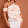 Robe Moulante Bustier Crème Structurée à Détail Rose Satinée -Zeze Vetements Magasin 7911cbc2b5ffb99dd3f5bb0e785eb414c4c48f1a cna9173 3