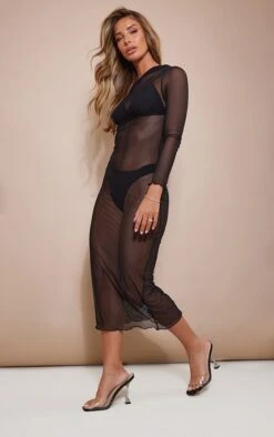 Robe Mi-longue Asymétrique En Mesh Noir Froncé Sur Le Côté -Zeze Vetements Magasin 798911376b73d6135874555b9b59e0c62989dbaf cnd0037 3