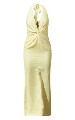 Robe Longue Satinée Jaune Citron Torsadée à Décolleté Et Dos Nu -Zeze Vetements Magasin 799347bb61219561c3bc4ff4f2ad55bd94f5004e cnd9183 5