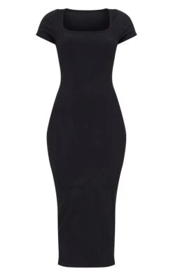 Robe Mi-longue Côtelée Brossée Noire à Col Carré -Zeze Vetements Magasin 7ae6eb2c307b62eae386d6710ea7a7b61ac4c236 cna0220 5
