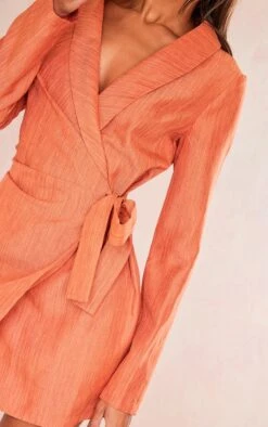 Robe Blazer Portefeuille Texturée Rouille Effet Lin Nouée à La Taille -Zeze Vetements Magasin 7ddecac5472c5bd0e7ac9dd1e488e164cab63076 cne1362 4