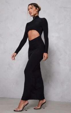 Robe Longue Moulante Découpée Noire à Taille Froncée Et Manches Longues -Zeze Vetements Magasin 7e5d88e68174f7a2986753e61062051504490aee cnd0416 3