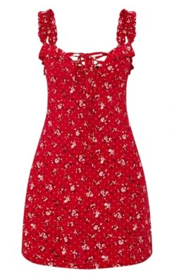 Robe Droite Rouge Imprimé Floral Et Volants -Zeze Vetements Magasin 7eec3d226c5b755949a1e581d8a2a3f2a761e6b4 CLW2262 3