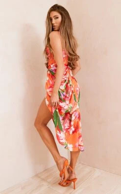 Robe Mi-longue Pêche Imprimé Tropical à Bretelles Fines -Zeze Vetements Magasin 7ef6fbd09c4c0fa1f4d62f491d8e331ec0e8834f cmy8597 3