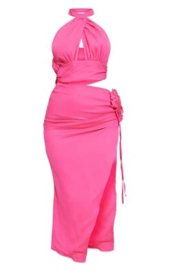 Robe Mi-longue En Mousseline De Soie Rose Vif Découpée Dos Nu à Empiècement Rose -Zeze Vetements Magasin 7f47766e23719266b068049cad57a5607df2d7dd cne1420 5