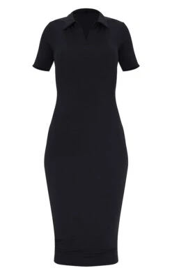Robe Longue Côtelée Noire à Détail Col -Zeze Vetements Magasin 7f5ad1ca693f9710e8def05992cec3e96d3aa847 cmt3816 6