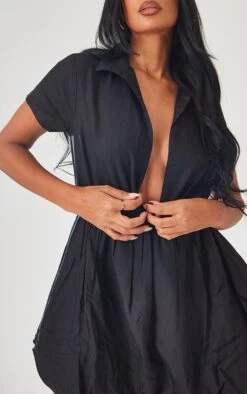 Robe Droite Effet Lin Noire Bouffante à Col V Polo -Zeze Vetements Magasin 7f84e6c7dce190be1358607987973673ccb20f87 cnd1213 4