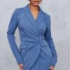 Robe Blazer Bleu Acier En Maille Tissée à Poches Et Taille Froncée -Zeze Vetements Magasin 8133ef299029b42cadf1898560a332aaa94a3bb5 cnc2989 1