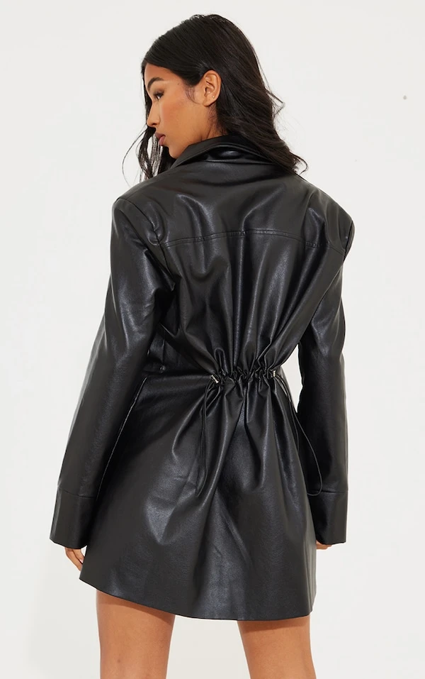 Robe Blazer Oversize En Similicuir Noir 4 Robe Blazer Oversize En Similicuir Noir – Image 2