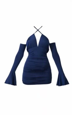 Robe Très Moulante Bleu Marine Foncé Col Bardot à Manches Flare Et Lien à Nouer -Zeze Vetements Magasin 835e863fe22604cb1fed43c176fa82305362fd54 cnc5910 5
